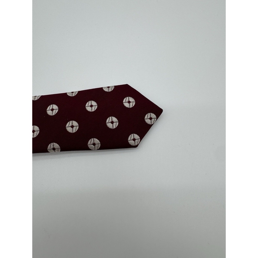 Kilgour French & Stanbury Silk Tie Red Geometric Medallion Pattern Luxury London - Picture 7 of 9